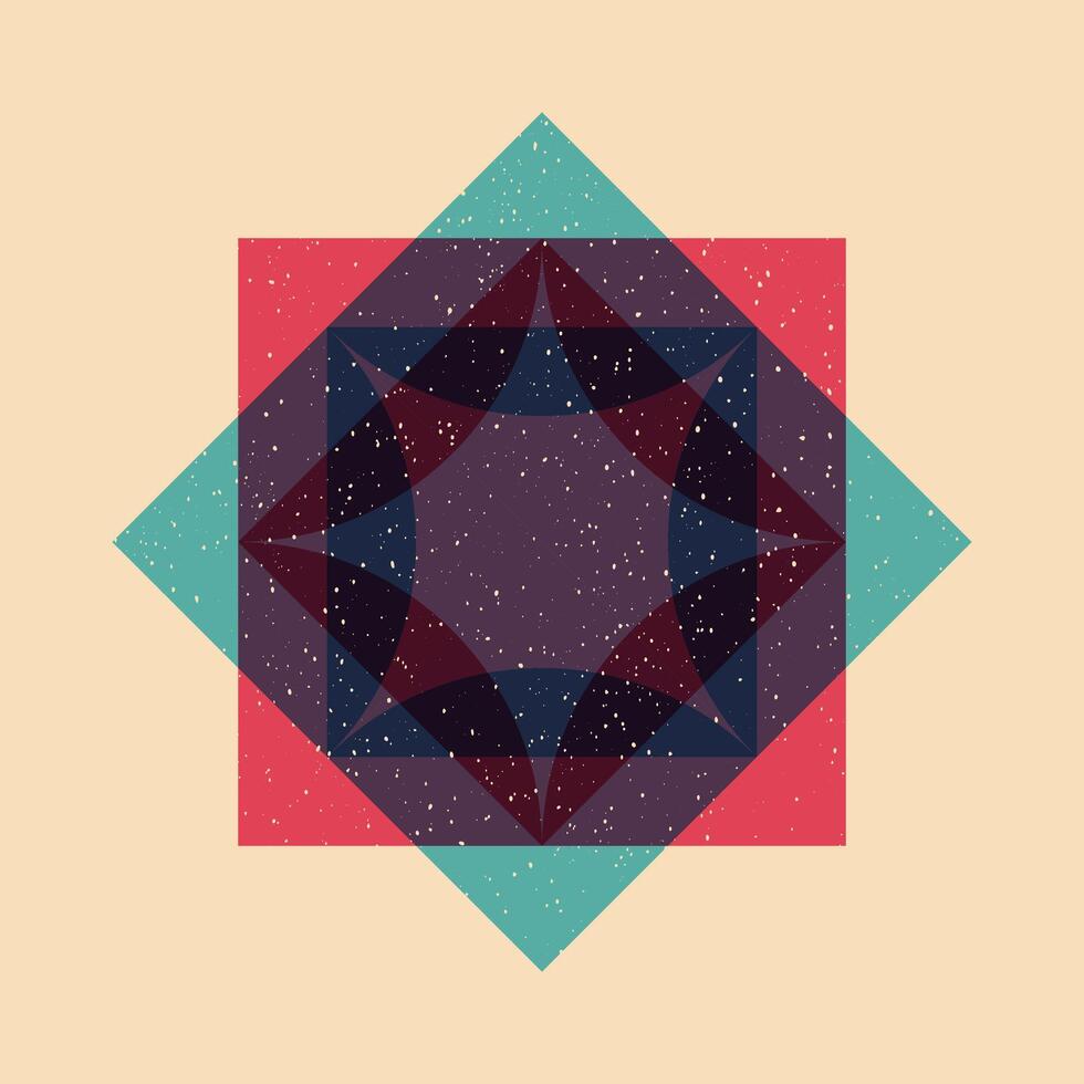 Geometric object with riso print effect. Graphic element for fabric, textile, clothing, wrapping paper, wallpaper, poster. Graphic element. Perfect For your own decoration or design vector