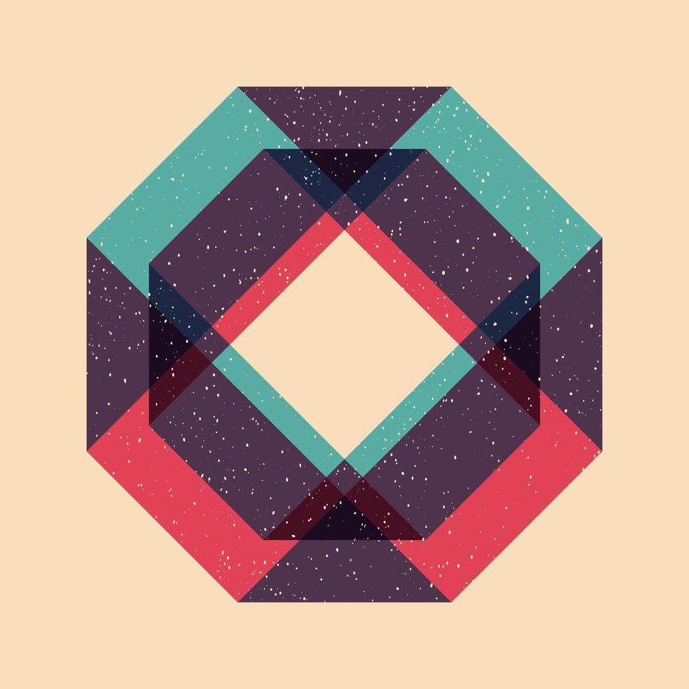 Geometric object with riso print effect. Graphic element for fabric, textile, clothing, wrapping paper, wallpaper, poster. Graphic element. Perfect For your own decoration or design vector