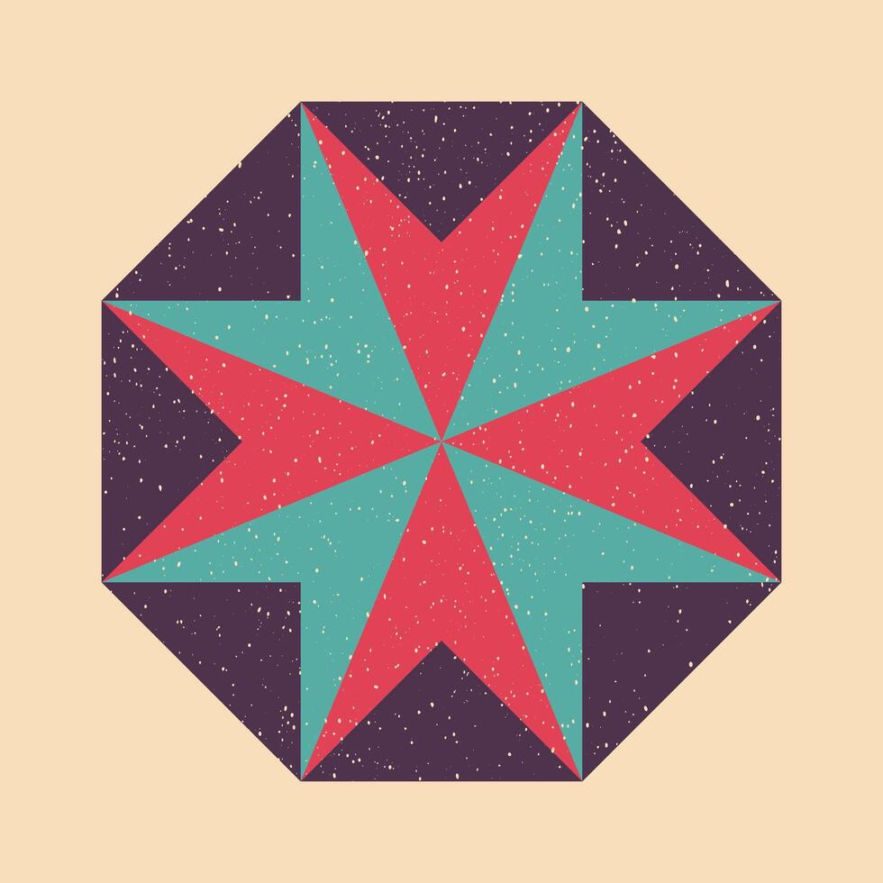 Geometric object with riso print effect. Graphic element for fabric, textile, clothing, wrapping paper, wallpaper, poster. Graphic element. Perfect For your own decoration or design vector