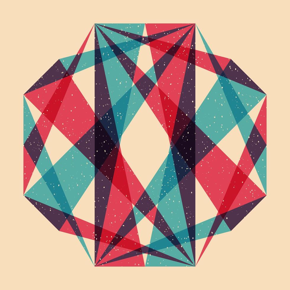 Geometric object with riso print effect. Graphic element for fabric, textile, clothing, wrapping paper, wallpaper, poster. Graphic element. Perfect For your own decoration or design vector