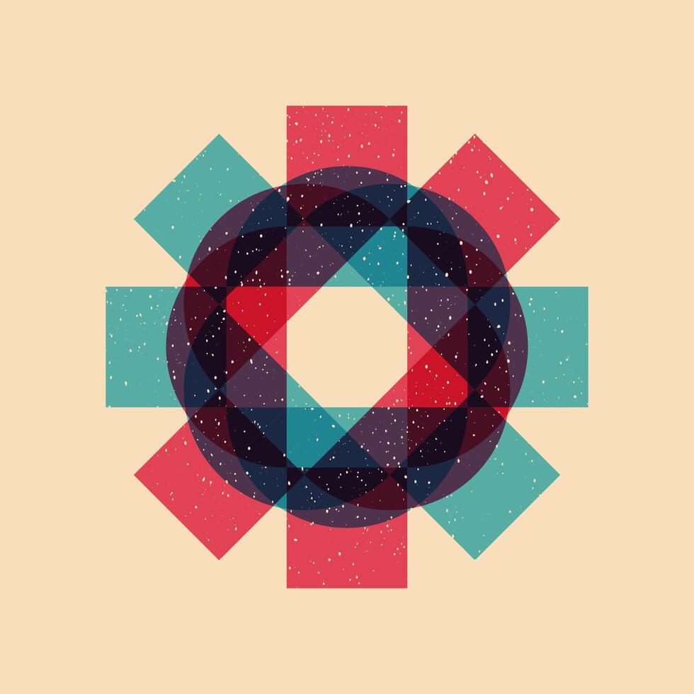 Geometric object with riso print effect. Graphic element for fabric, textile, clothing, wrapping paper, wallpaper, poster. Graphic element. Perfect For your own decoration or design vector