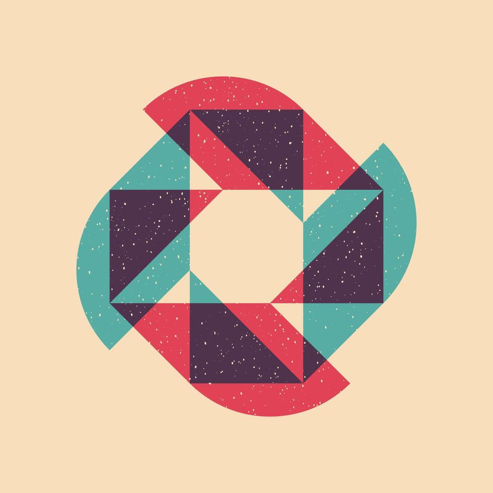 Geometric object with riso print effect. Graphic element for fabric, textile, clothing, wrapping paper, wallpaper, poster. Graphic element. Perfect For your own decoration or design vector
