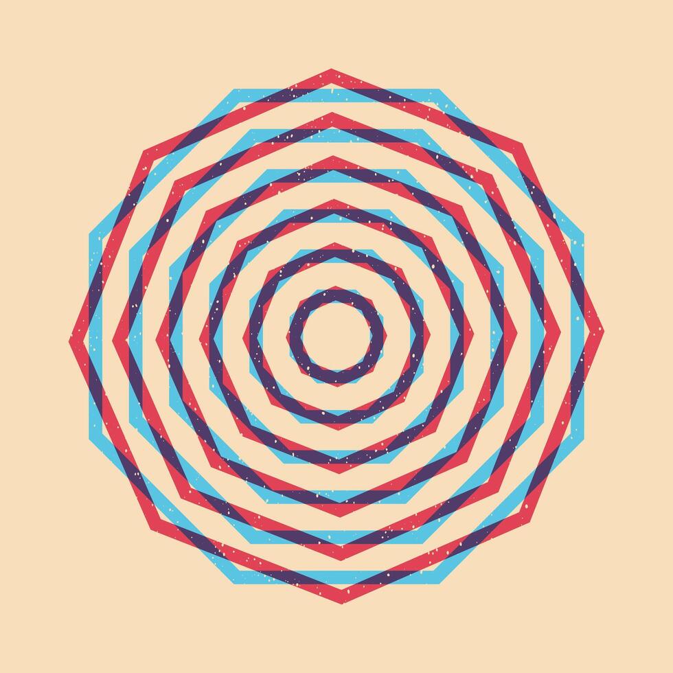 Geometric object with riso print effect. Graphic element for fabric, textile, clothing, wrapping paper, wallpaper, poster. Graphic element. Perfect For your own decoration or design vector