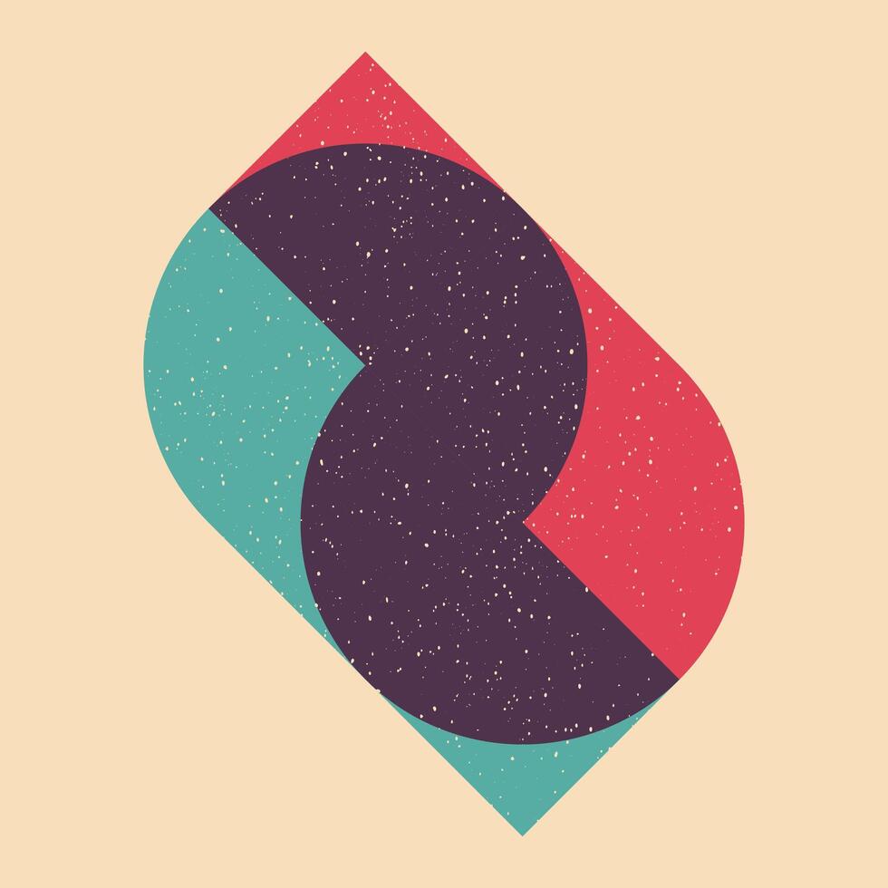Geometric object with riso print effect. Graphic element for fabric, textile, clothing, wrapping paper, wallpaper, poster. Graphic element. Perfect For your own decoration or design vector