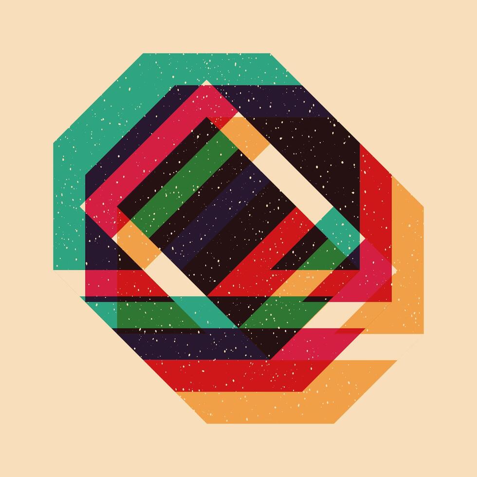 Geometric object with riso print effect. Graphic element for fabric, textile, clothing, wrapping paper, wallpaper, poster. Graphic element. Perfect For your own decoration or design vector