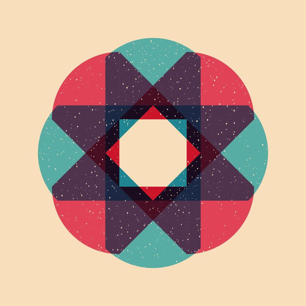 Geometric object with riso print effect. Graphic element for fabric, textile, clothing, wrapping paper, wallpaper, poster. Graphic element. Perfect For your own decoration or design vector