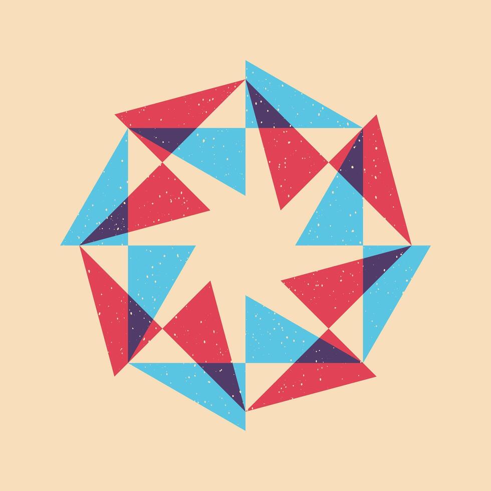 Geometric object with riso print effect. Graphic element for fabric, textile, clothing, wrapping paper, wallpaper, poster. Graphic element. Perfect For your own decoration or design vector