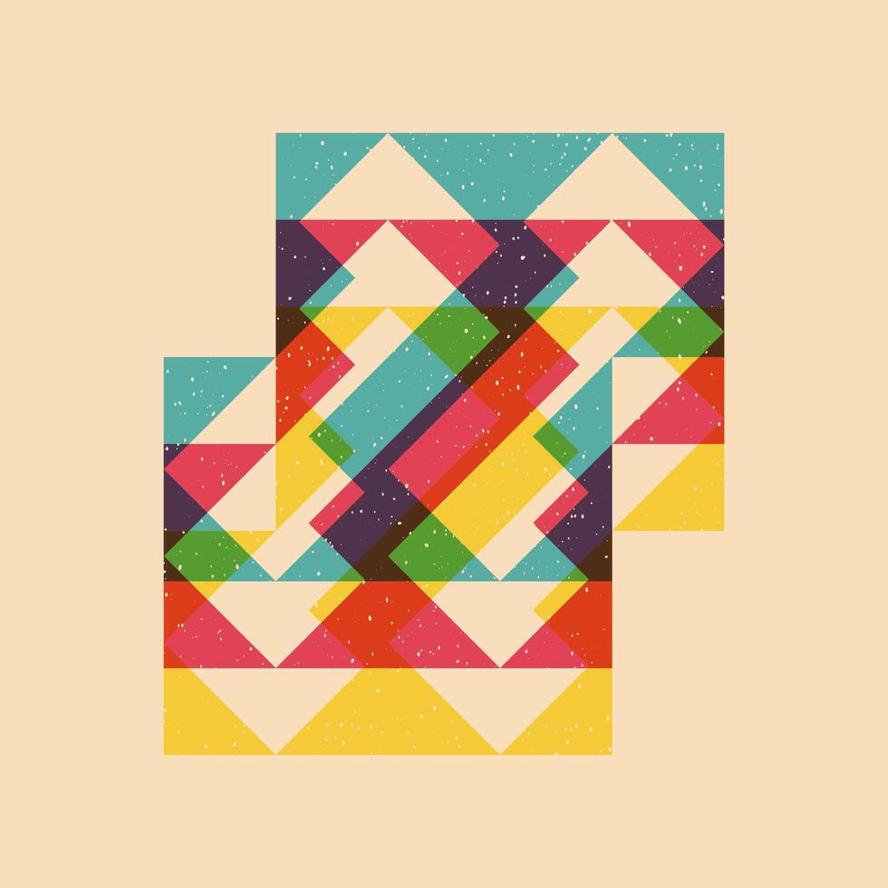 Geometric object with riso print effect. Graphic element for fabric, textile, clothing, wrapping paper, wallpaper, poster. Graphic element. Perfect For your own decoration or design vector