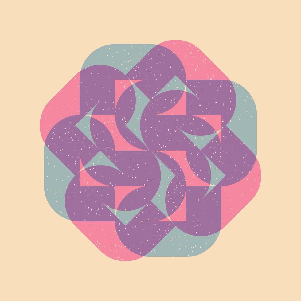 Geometric object with riso print effect. Graphic element for fabric, textile, clothing, wrapping paper, wallpaper, poster. Graphic element. Perfect For your own decoration or design vector
