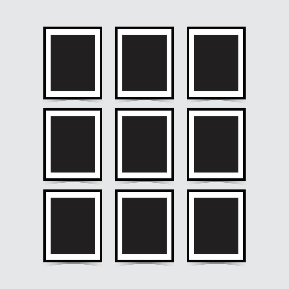 Nine Photo frame blank set with white background vector