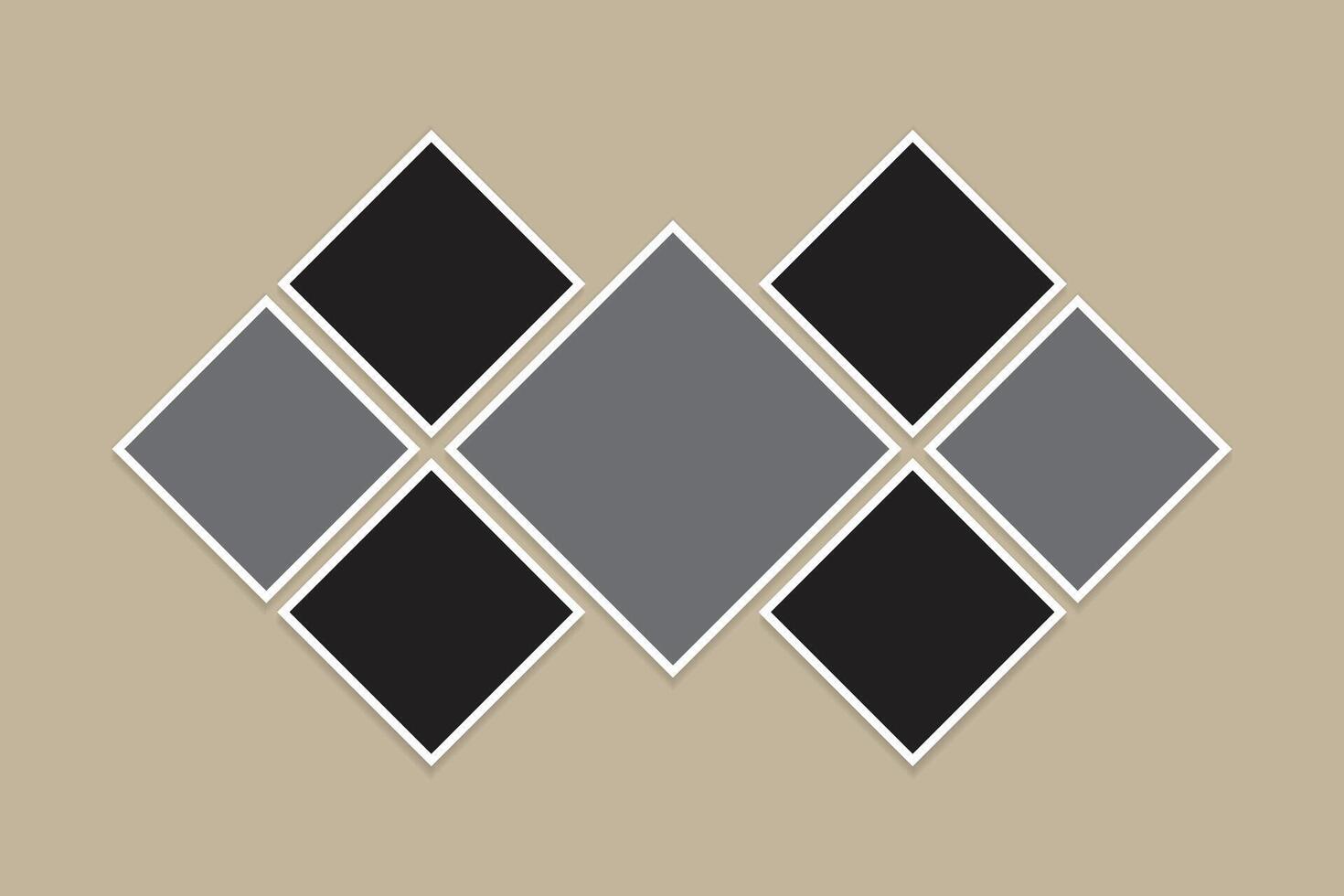 seven empty rhombus photo frames Set of square photo vector