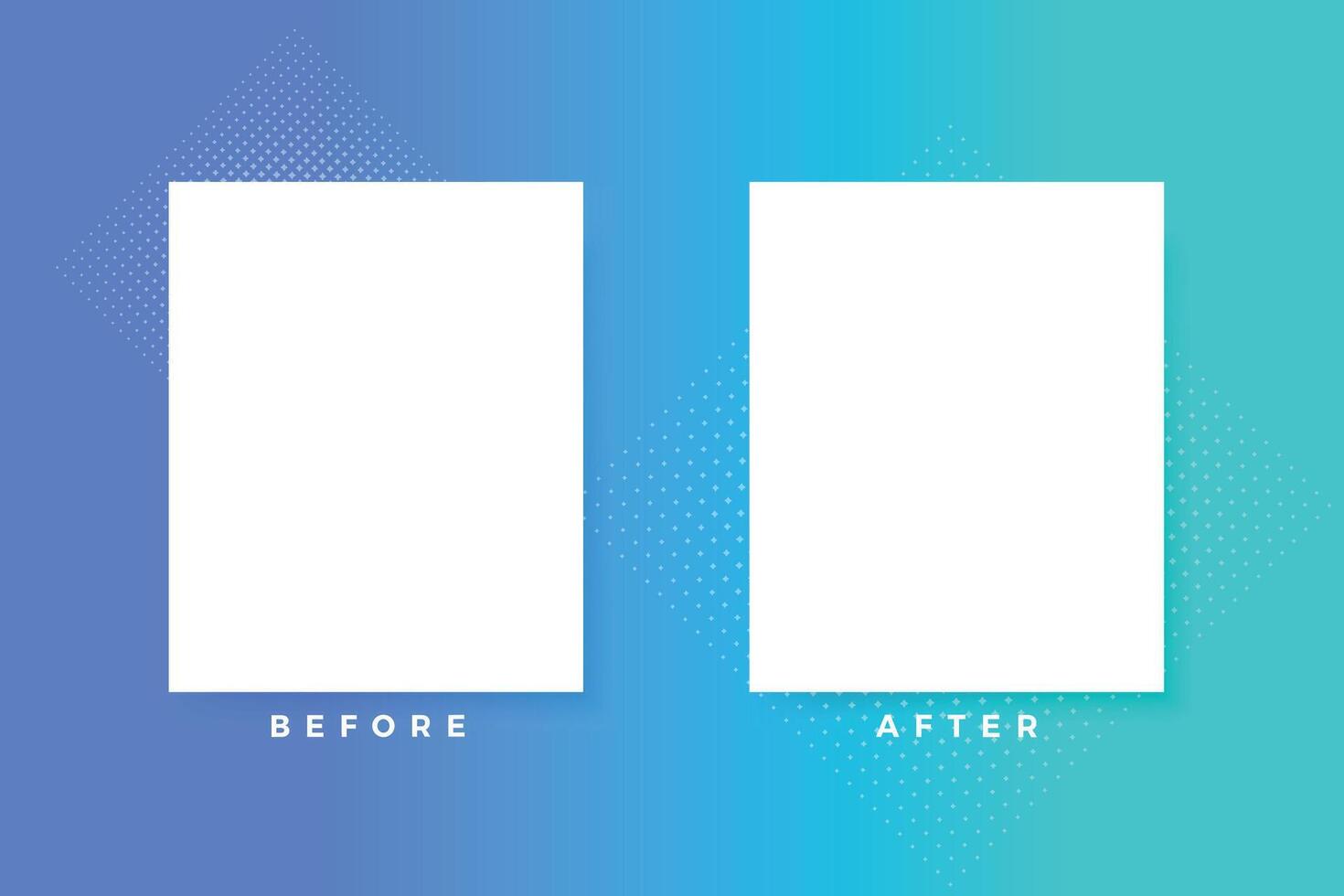 comparison before and after photo frame blue gradient background vector