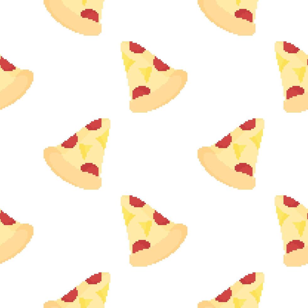 pixel pizza seamless pattern vector