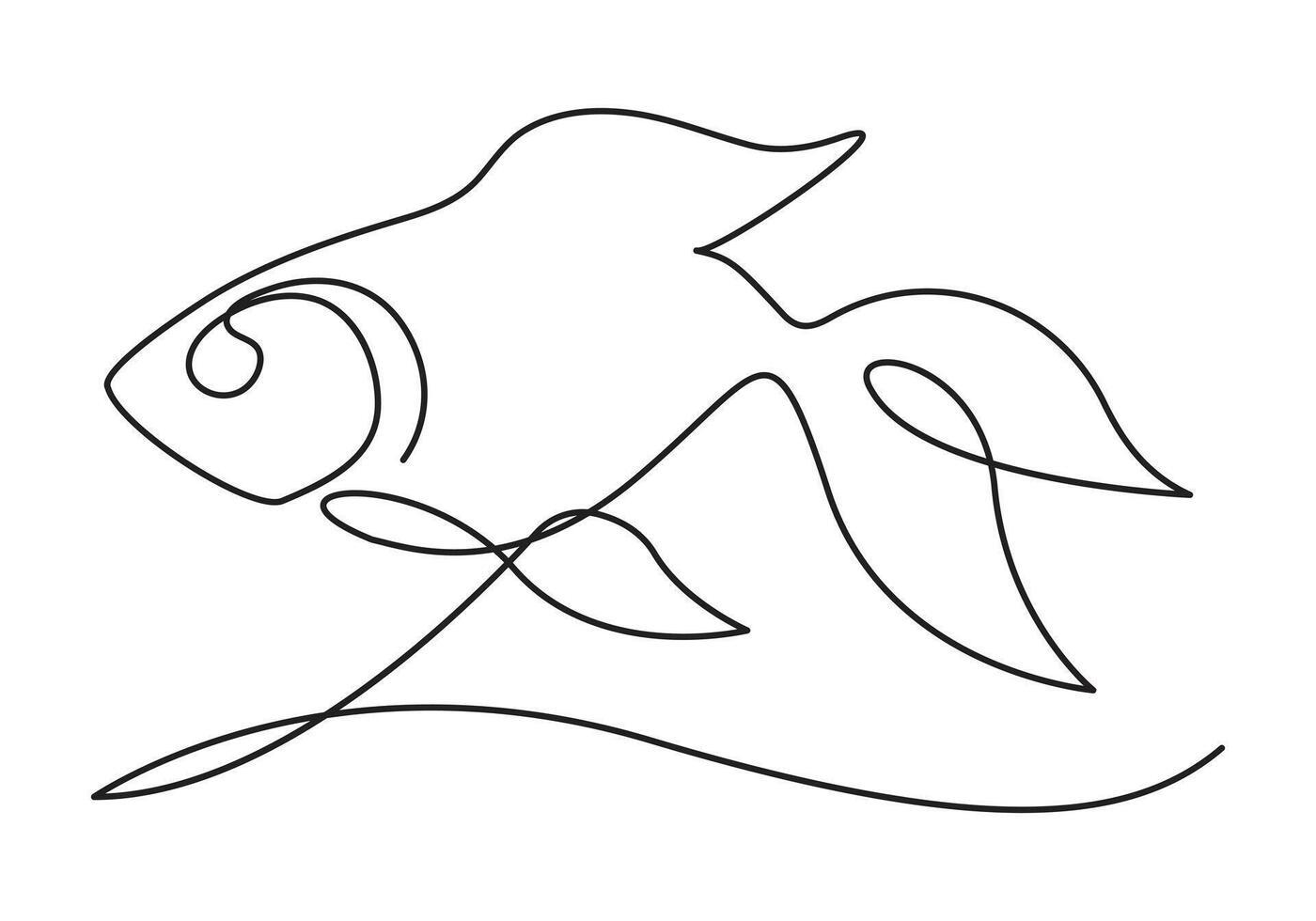 continuous out line art of Beautiful aesthetic sea fish art One line goldfish illustration vector