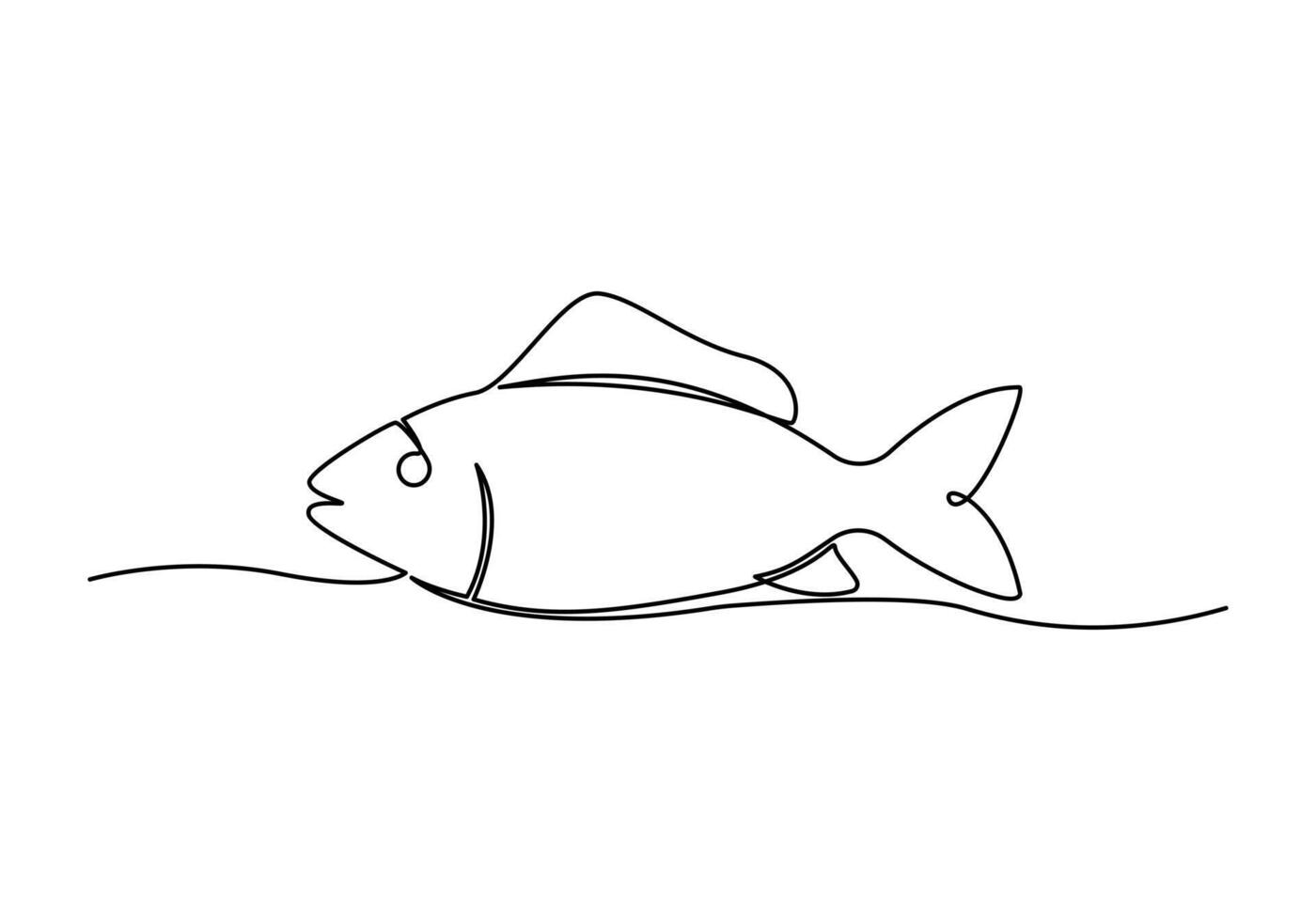 continuous out line art of Beautiful aesthetic sea fish art One line goldfish illustration vector