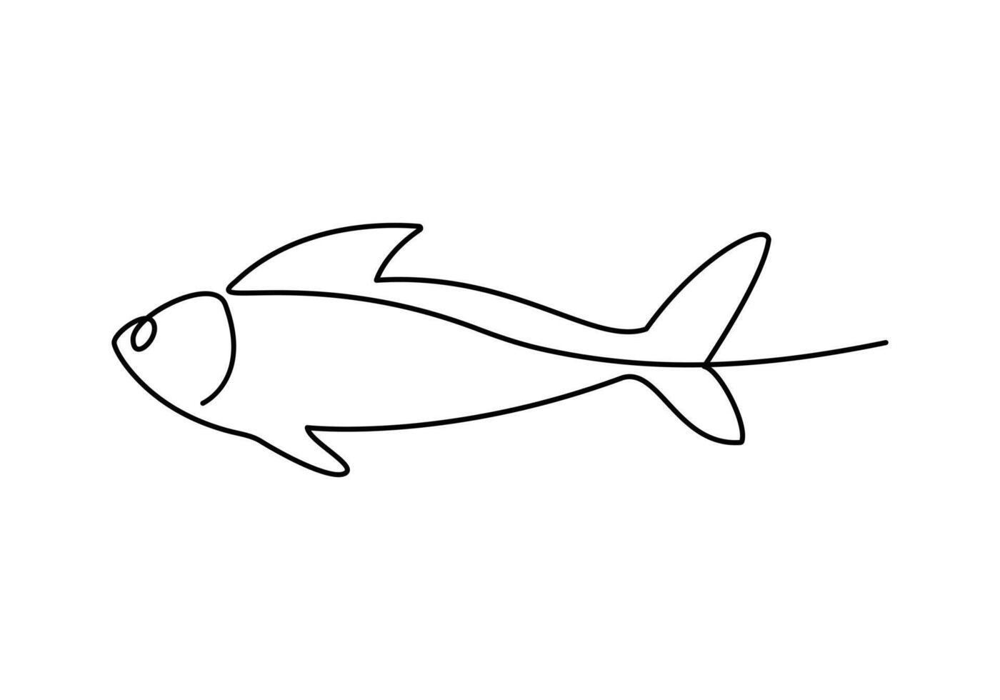 continuous out line art of Beautiful aesthetic sea fish art One line goldfish illustration vector