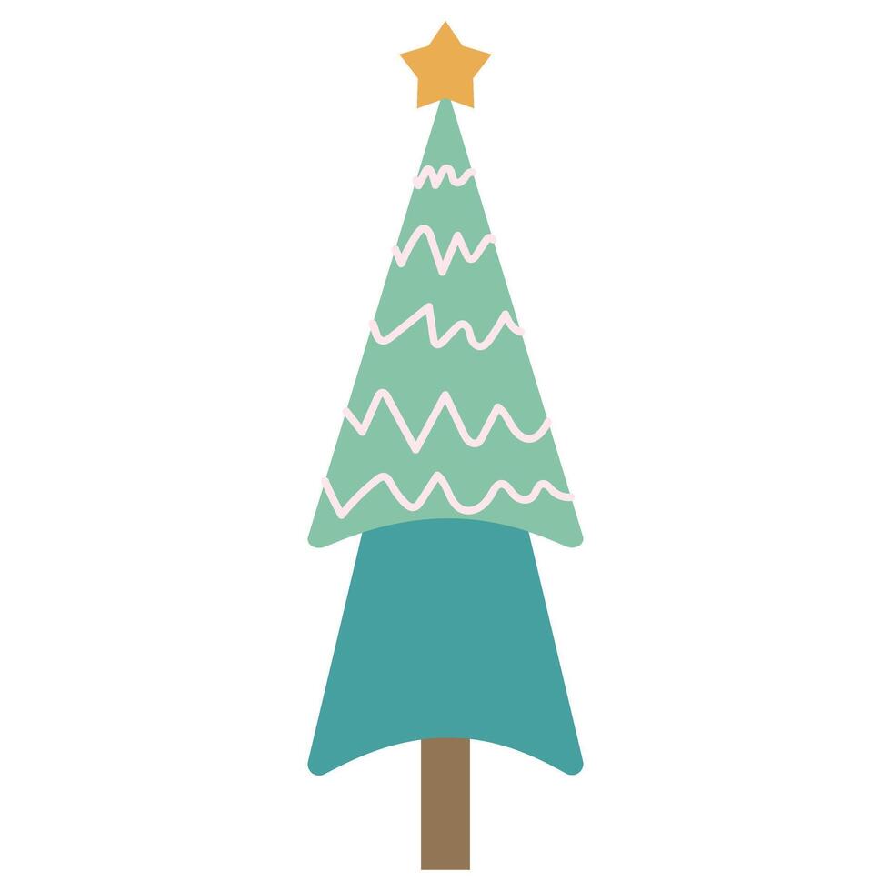 Cute Childis Christmast Tree Clipart, Christmas Tree Doodle vector