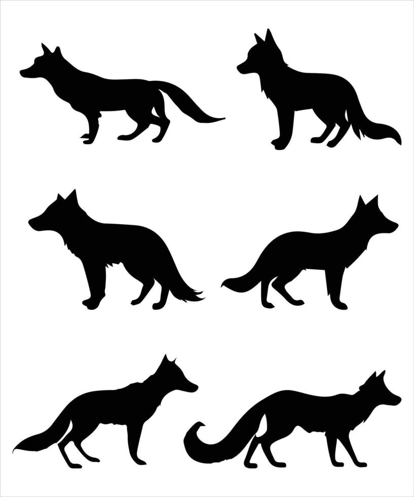 fox silhouette, on white background, isolated vector