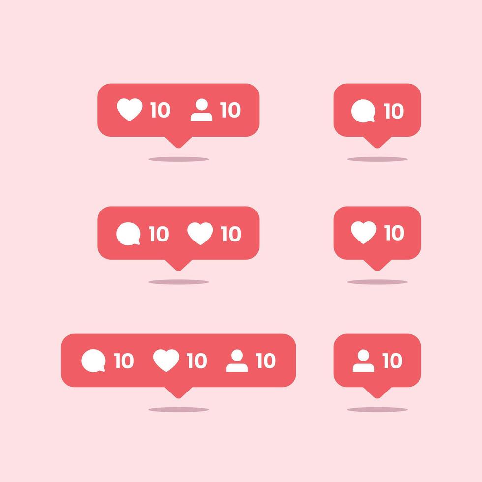 Social media notification flat icons set vector