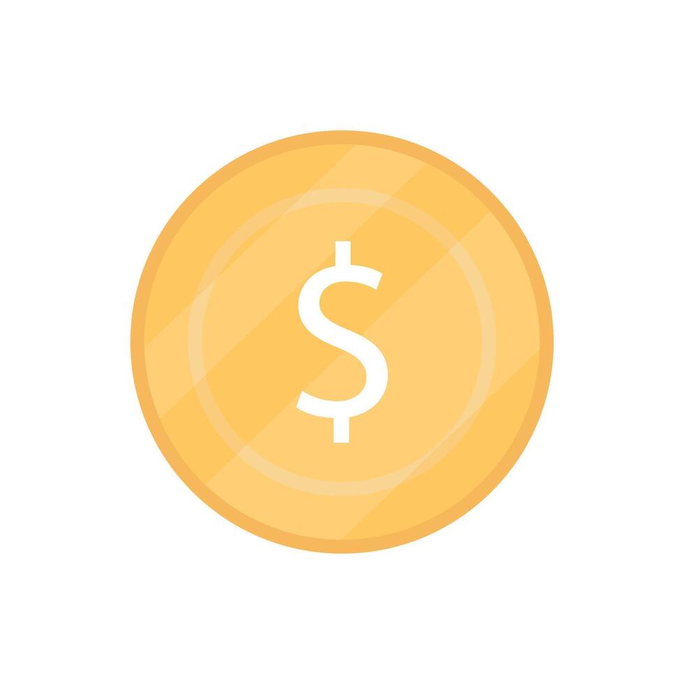 Gold coin flat icon vector