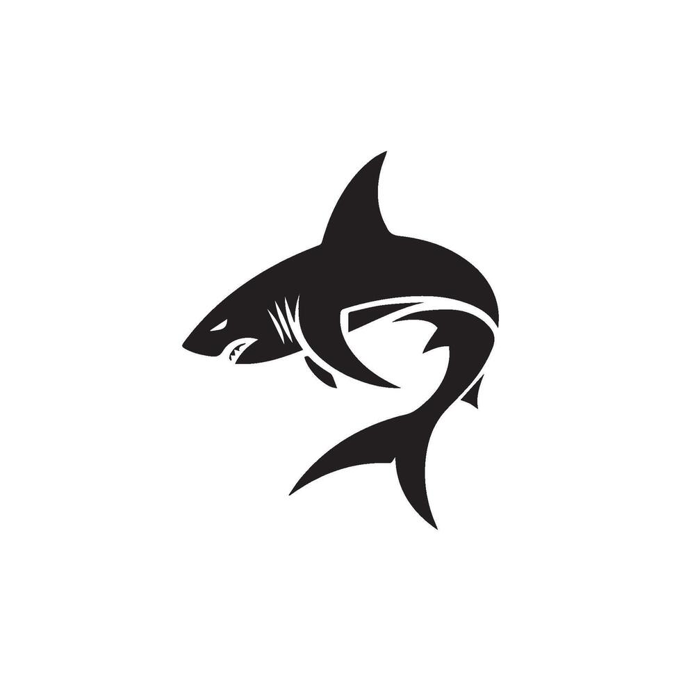 Minimalist shark black and white vector