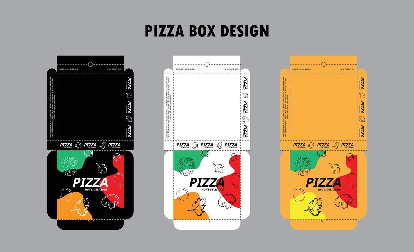 Pizza Box Design, Pizza Packaging Design, Pizza Box Design Templates, ready for print vector