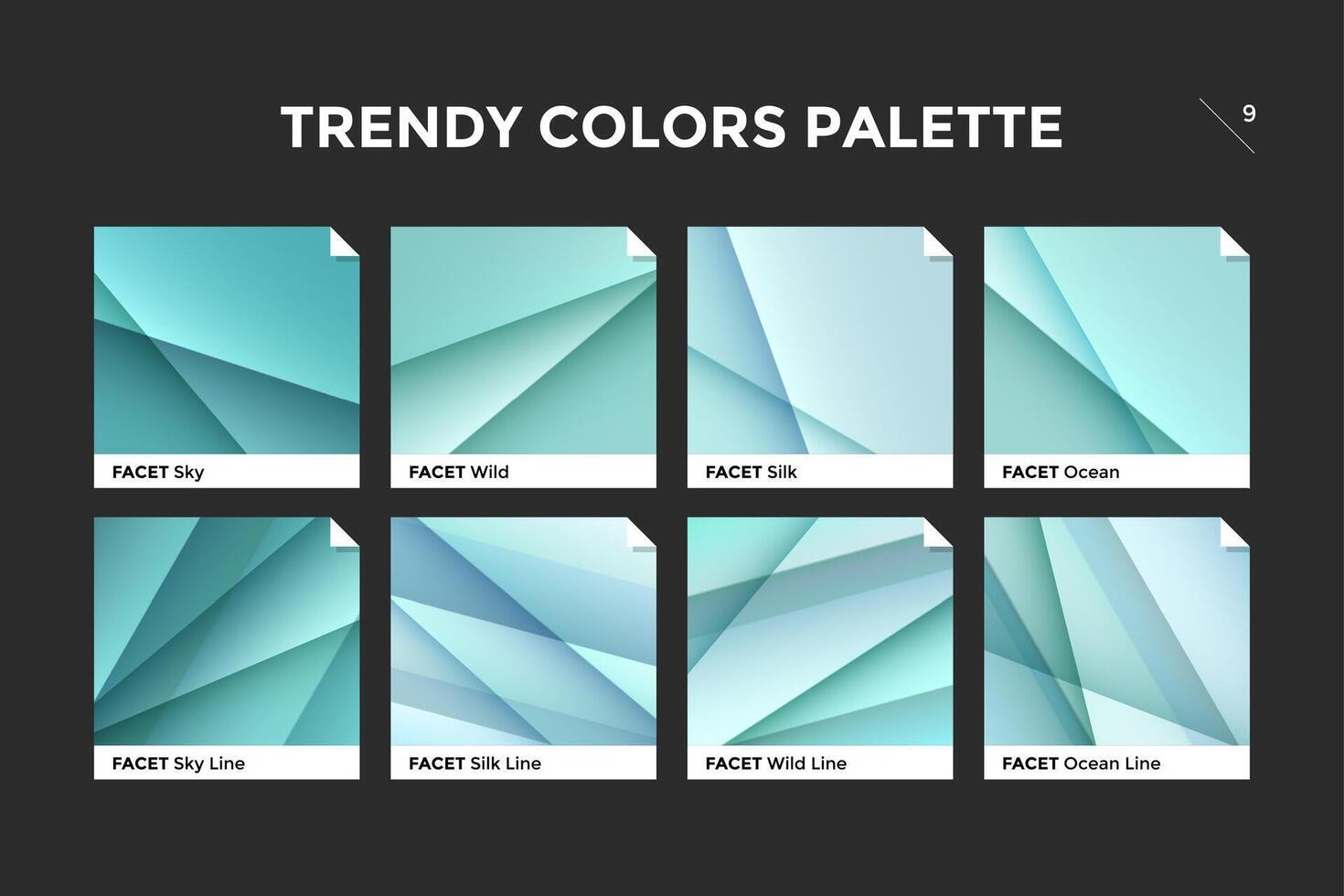 Glass facet gradient template, icon vector