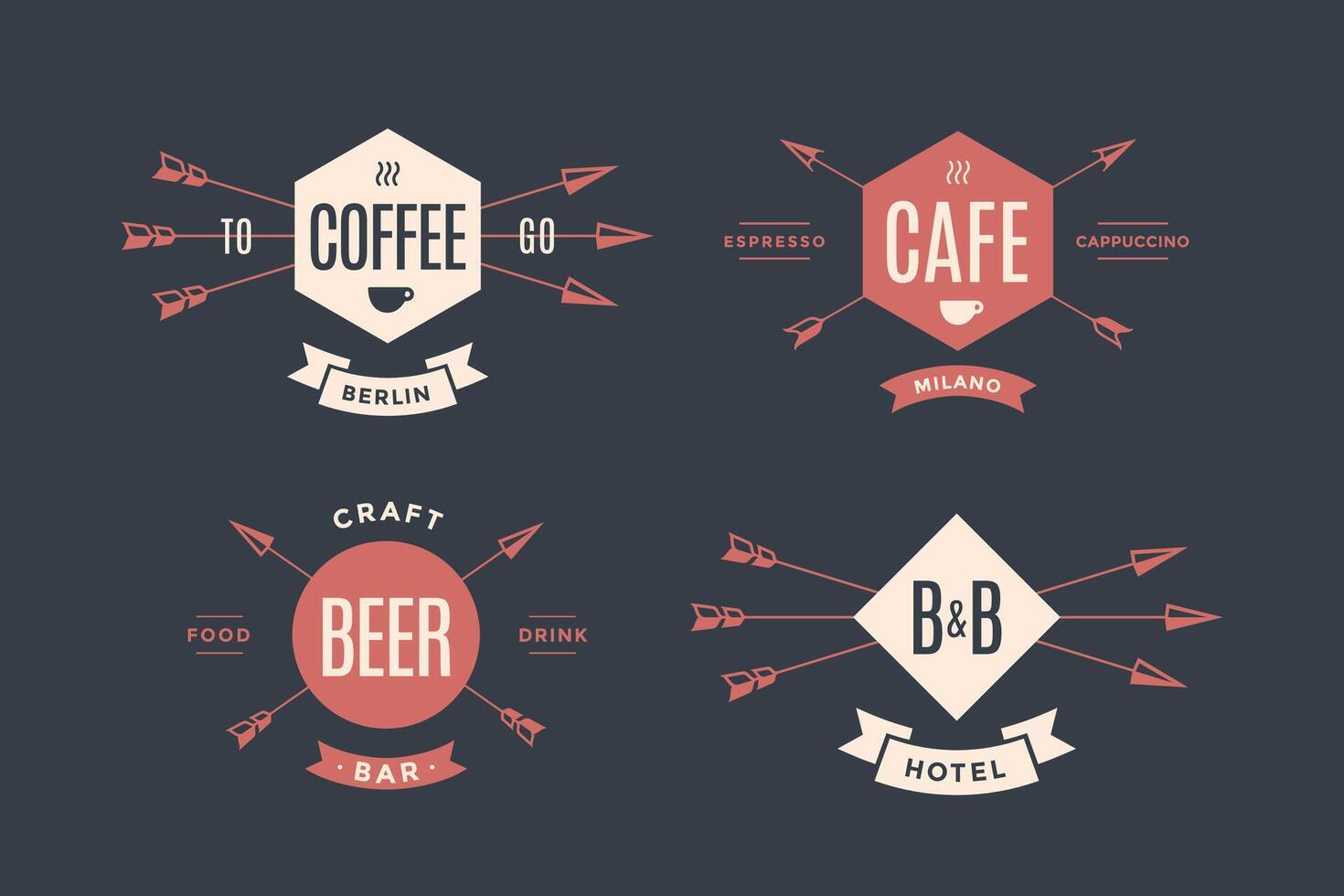 Set of emblem, label and design elements vector