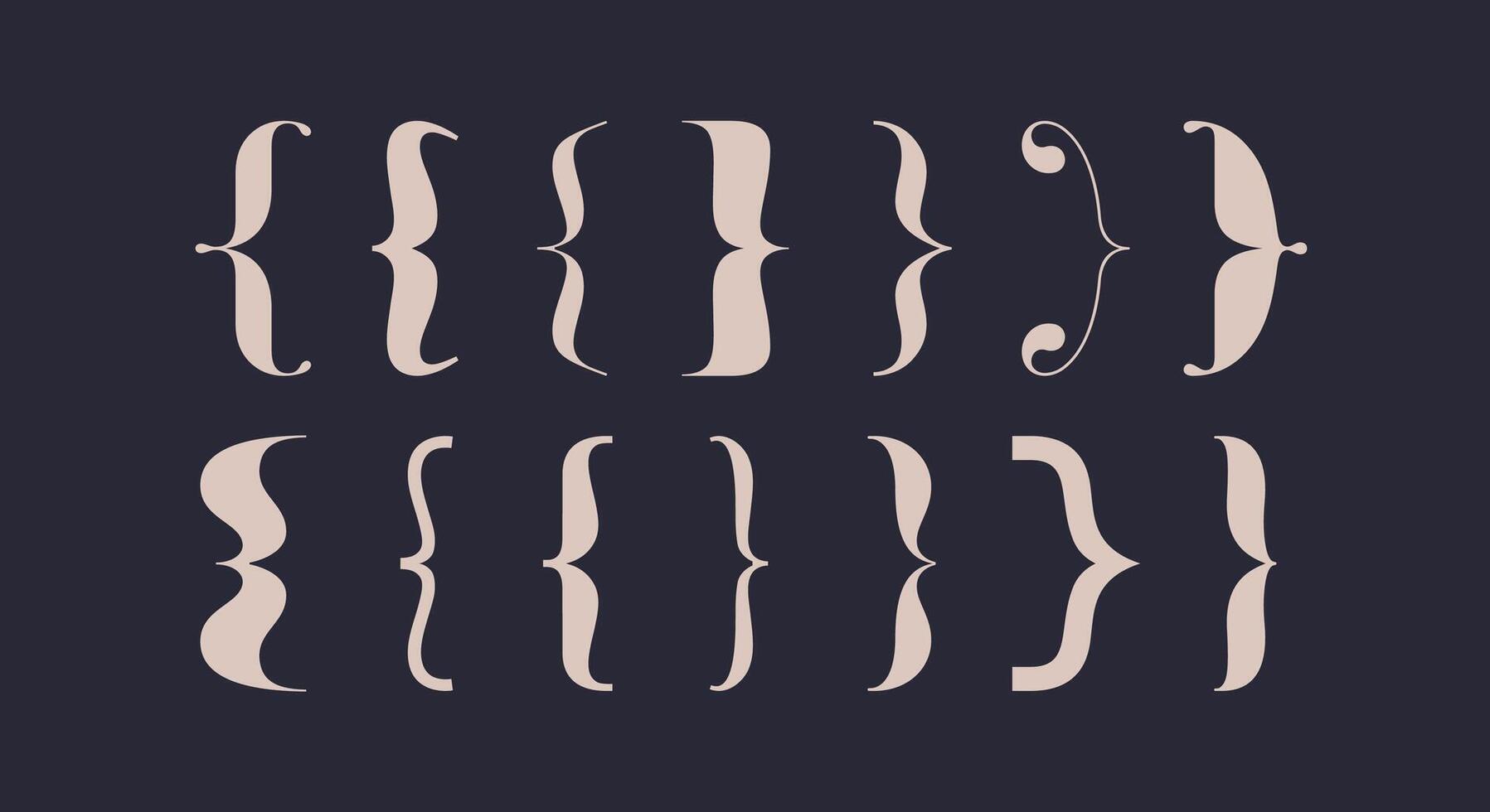 Bracket, braces, parentheses. Typography set of curly brackets vector