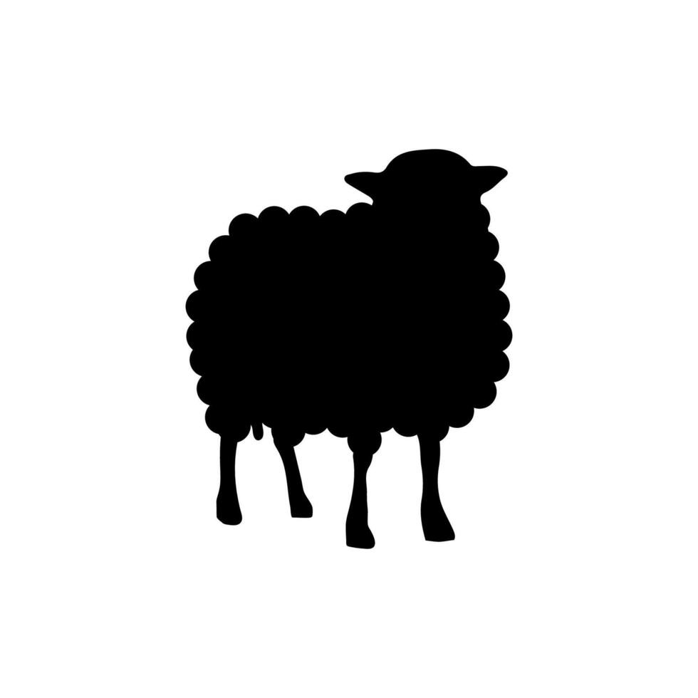 Standing sheep silhouette on white board vector