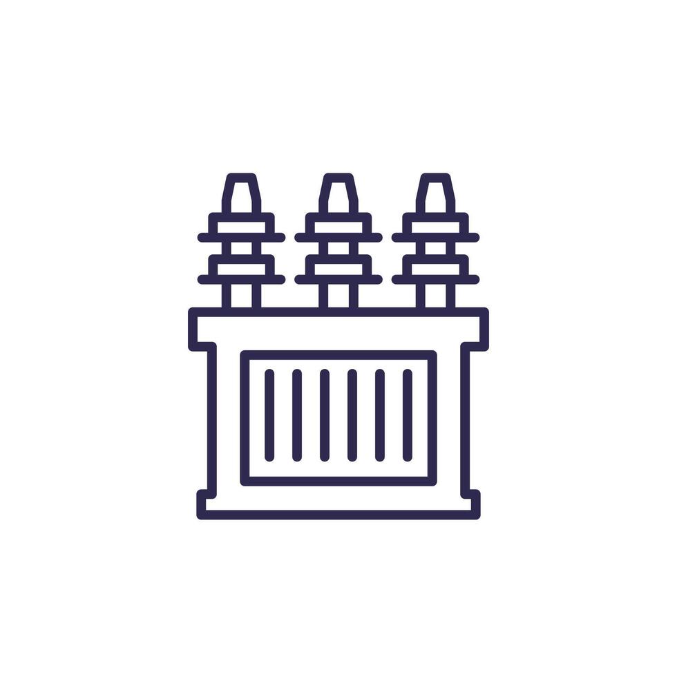 substation line icon, electric transformer vector