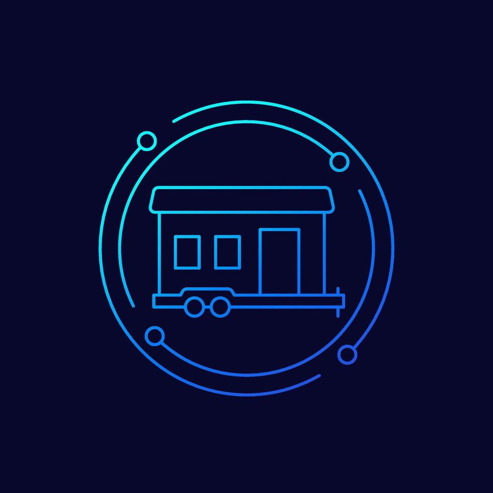 mobile home icon, linear design vector