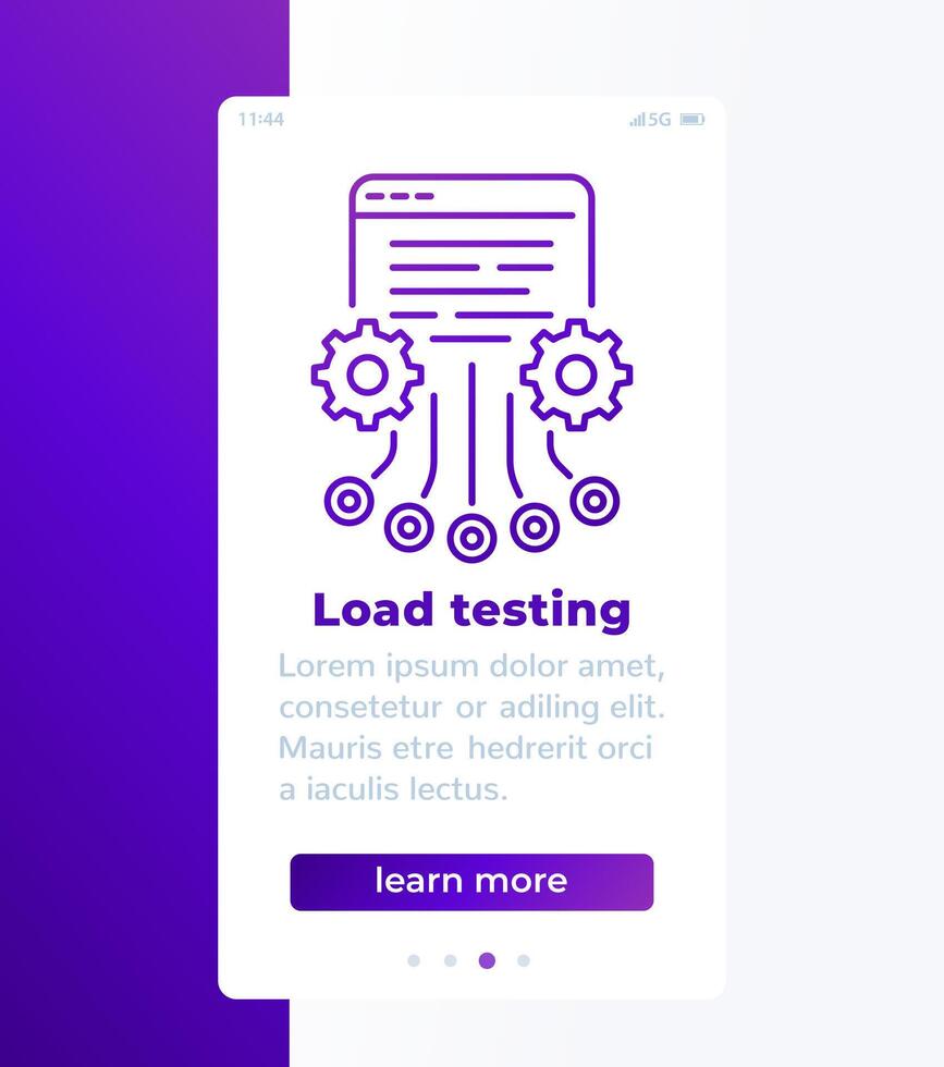 load testing banner design with line icon vector