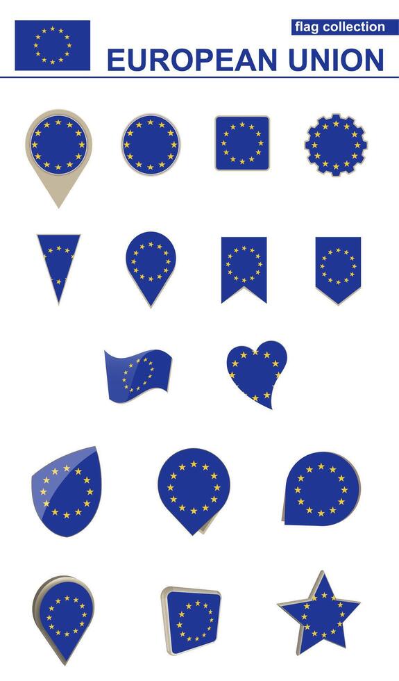 European Union Flag Collection. Big set for design. vector