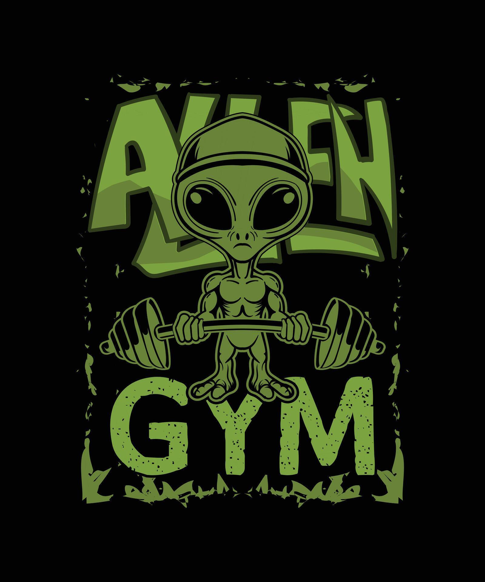 Alien gym fitness t-shirt design 45846869 Vector Art at Vecteezy