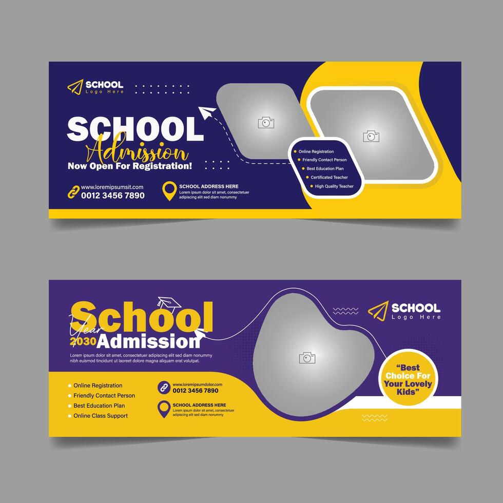 Back to school admission social media cover design and higher education banner template vector