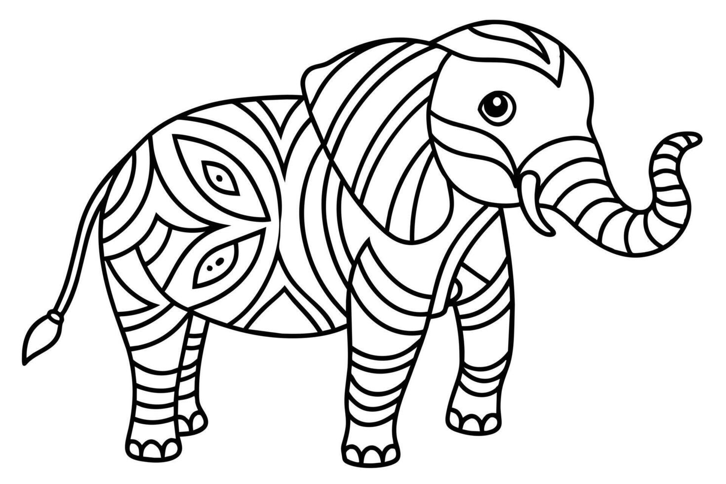 Thai pattern elephant black on white background vector