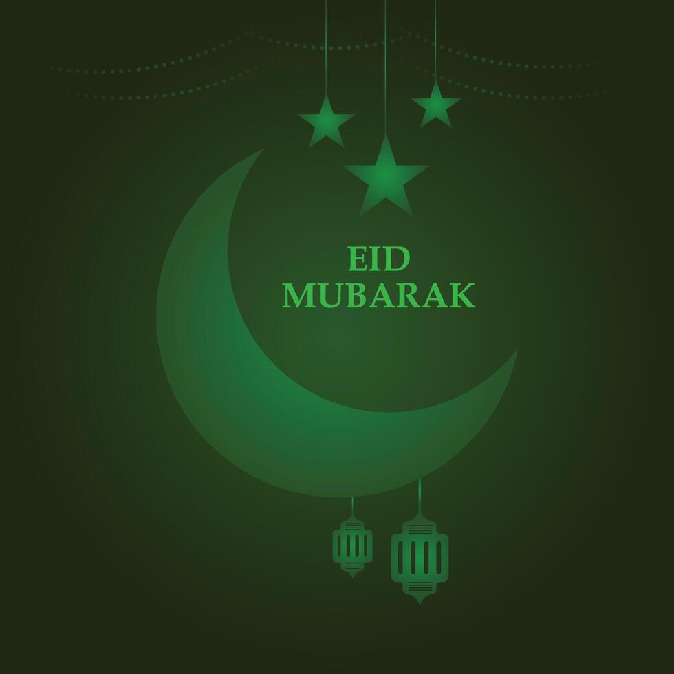 eid mubarak banner with hanging lantern and text space vector