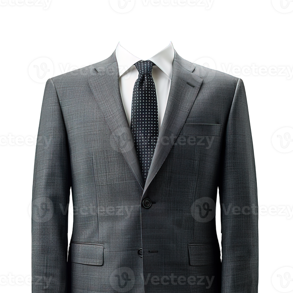 gray tuxedo suit mockup on transparent background , png