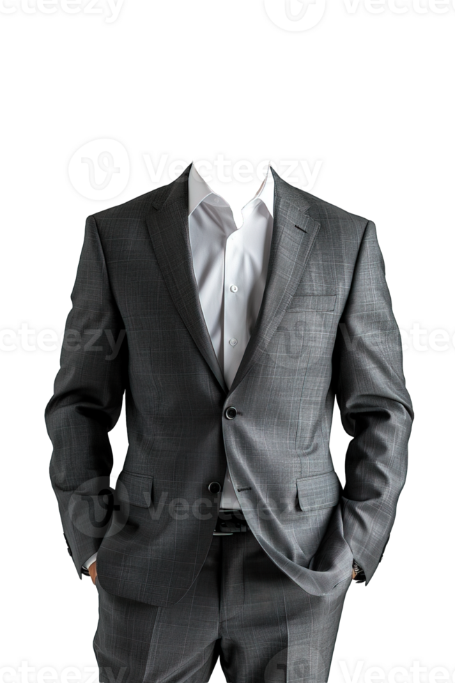 gray tuxedo suit mockup on transparent background , png