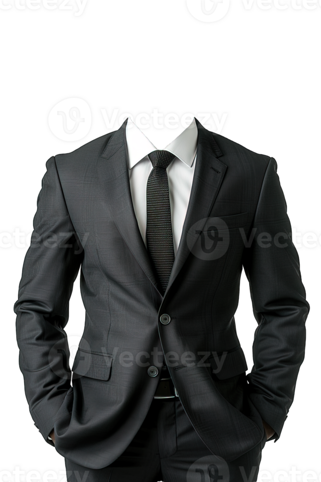 black tuxedo suit mockup on transparent background , png