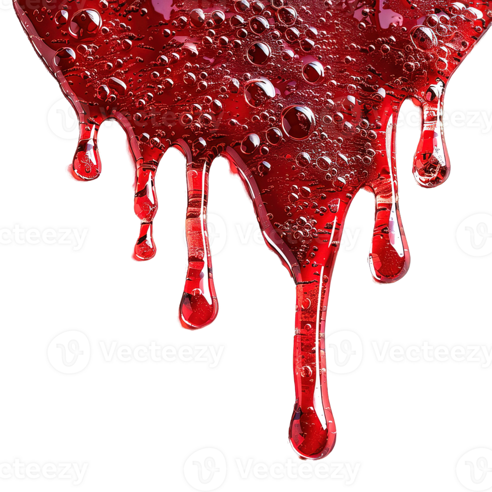 red syrup dripping isolated on transparent background , png