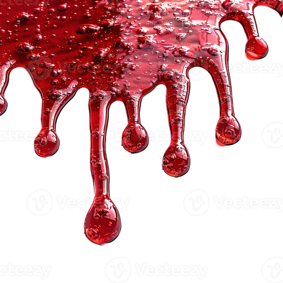 red syrup dripping isolated on transparent background , png