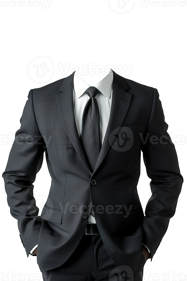 black tuxedo suit mockup on transparent background , png