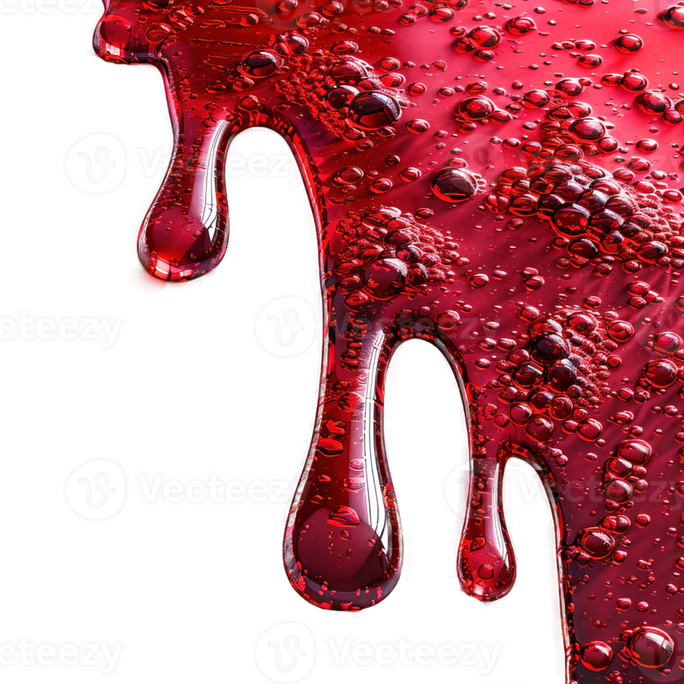 red syrup dripping isolated on transparent background , png
