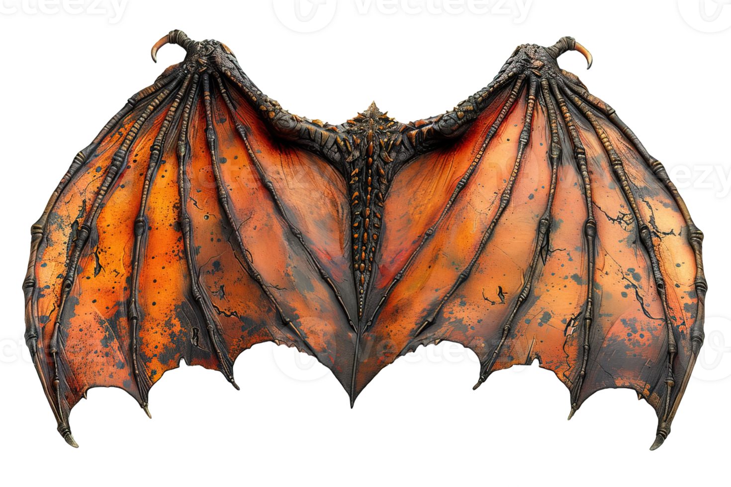 realistic dragon wings isolated on transparent background , png