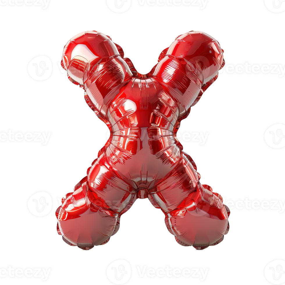 balloon shaped cross symbol ,x shaped symbol balloon isolated on transparent background , png