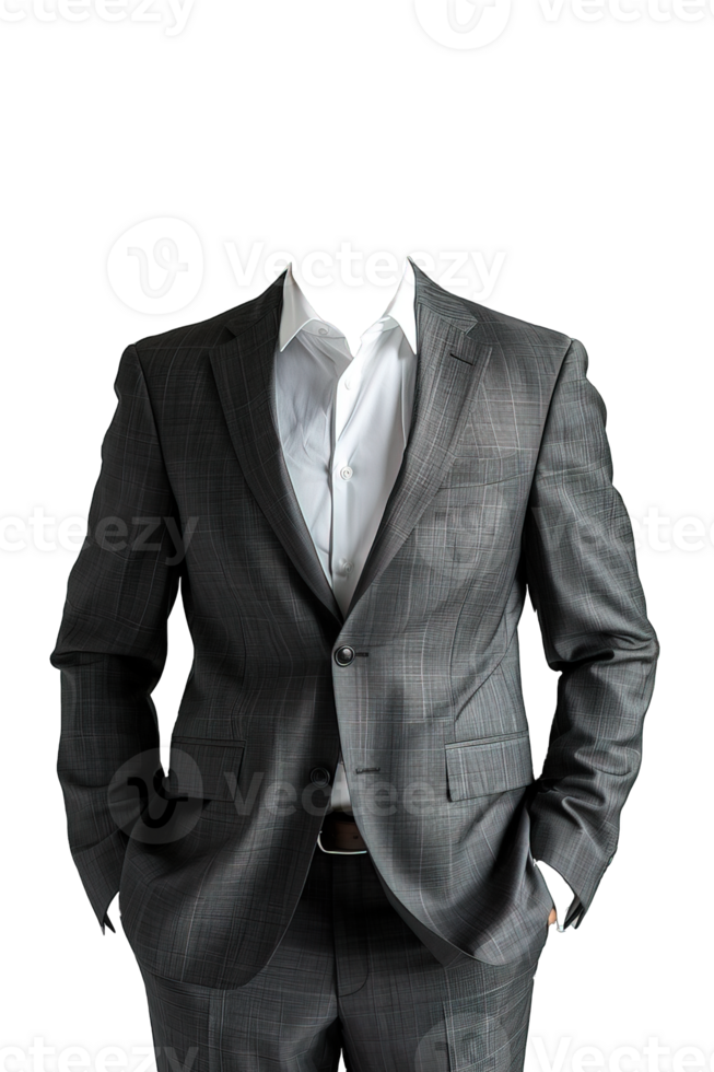 gray tuxedo suit mockup on transparent background , png