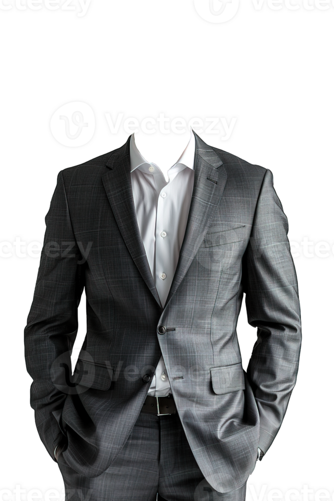 gray tuxedo suit mockup on transparent background , png