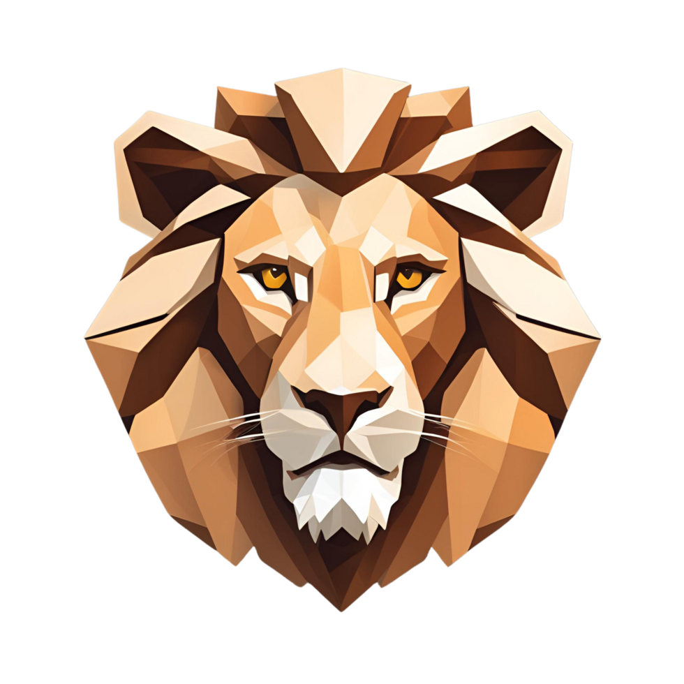 3D rendered Lion face in Low poly effect png